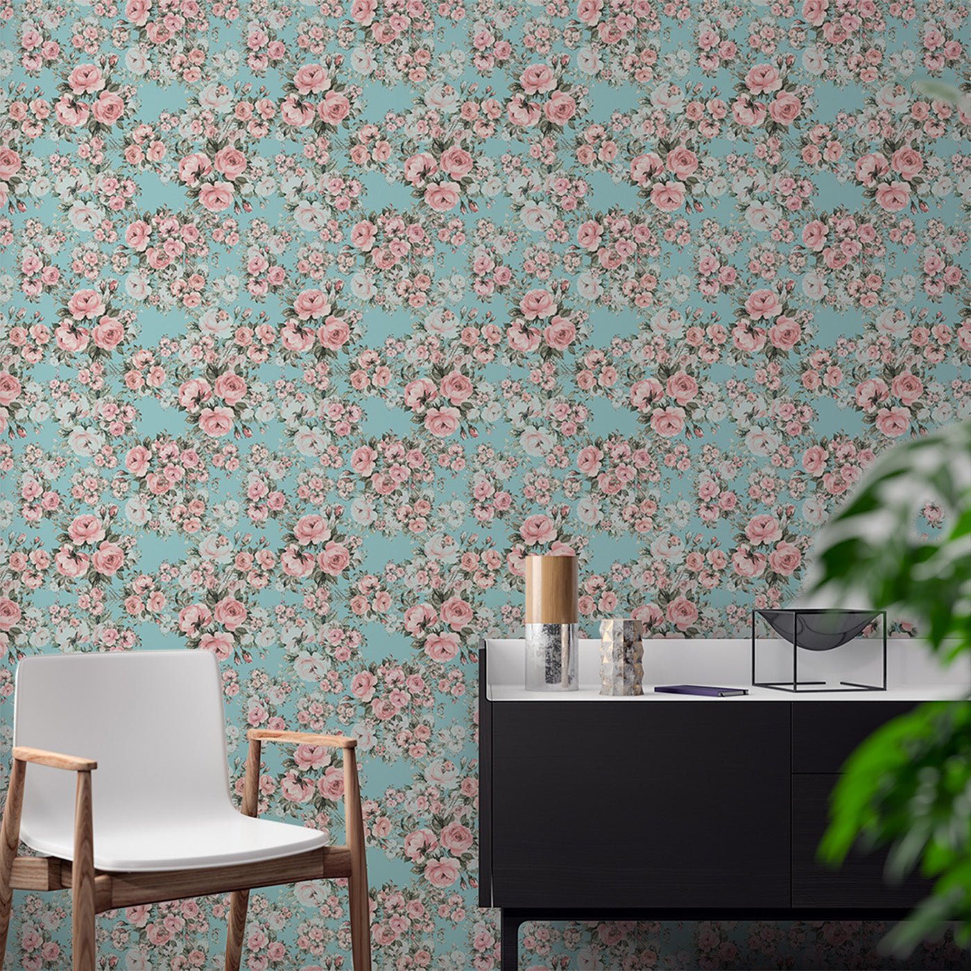 Floral & Leaves Wallpaper WAL1701-F