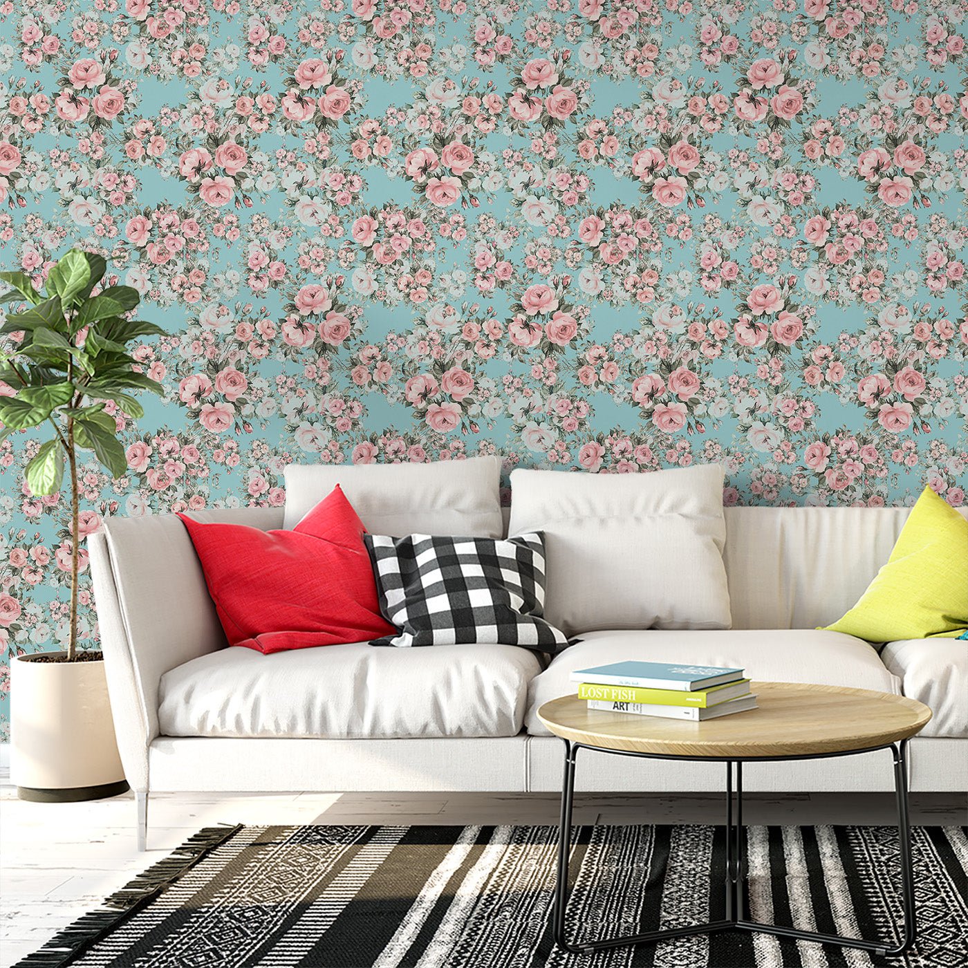 Floral & Leaves Wallpaper WAL1701-F