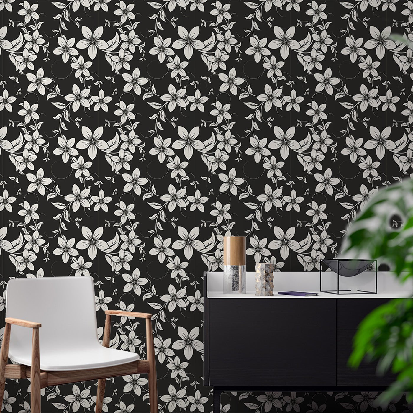 Floral & Leaves Wallpaper WAL1702-F