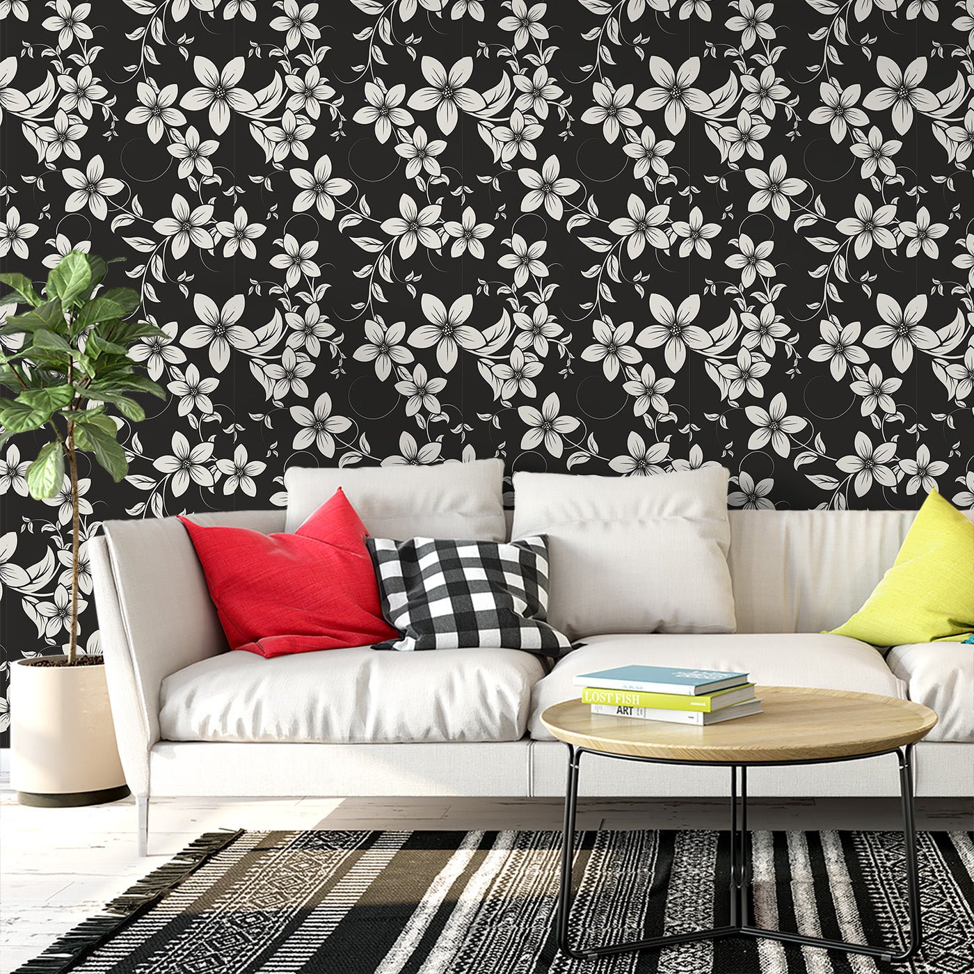 Floral & Leaves Wallpaper WAL1702-F