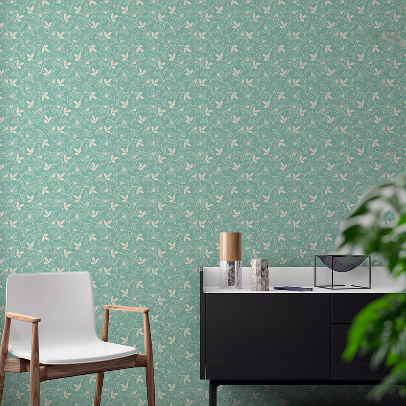 Floral & Leaves Wallpaper WAL1703-F