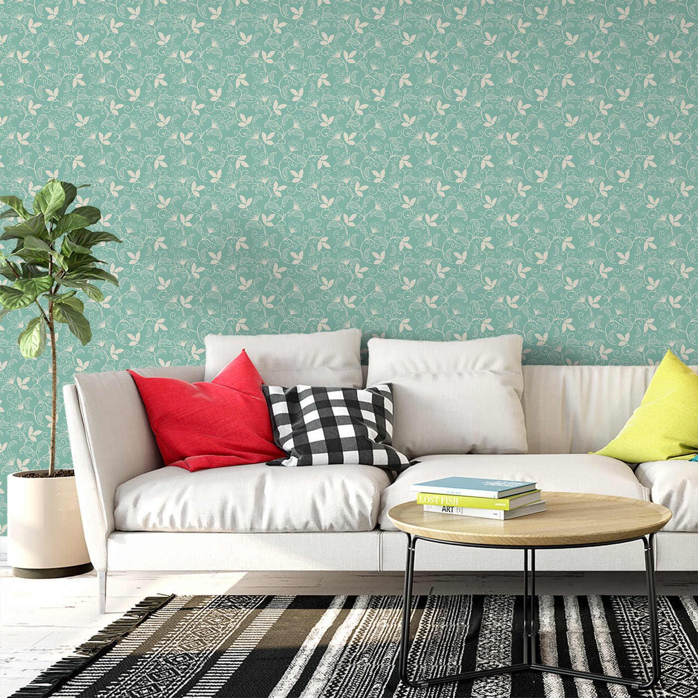 Floral & Leaves Wallpaper WAL1703-F