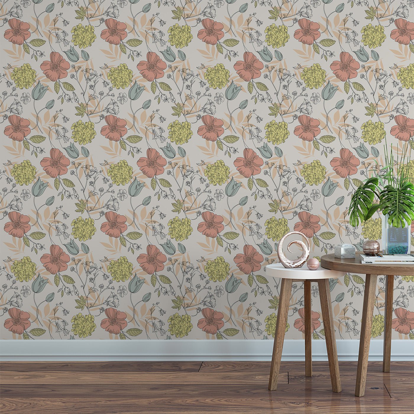 Floral & Leaves Wallpaper WAL1705-F