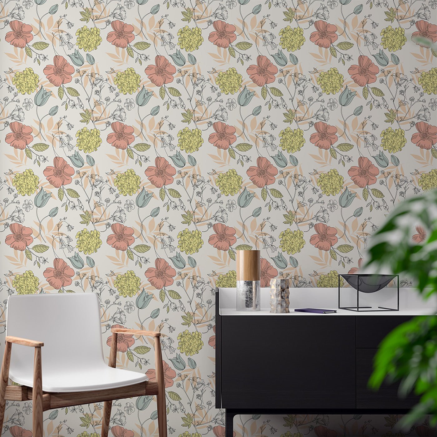 Floral & Leaves Wallpaper WAL1705-F