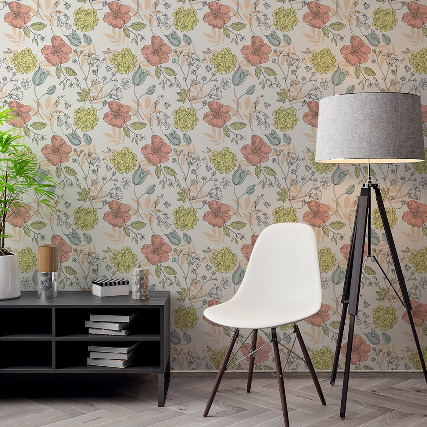 Floral & Leaves Wallpaper WAL1705-F