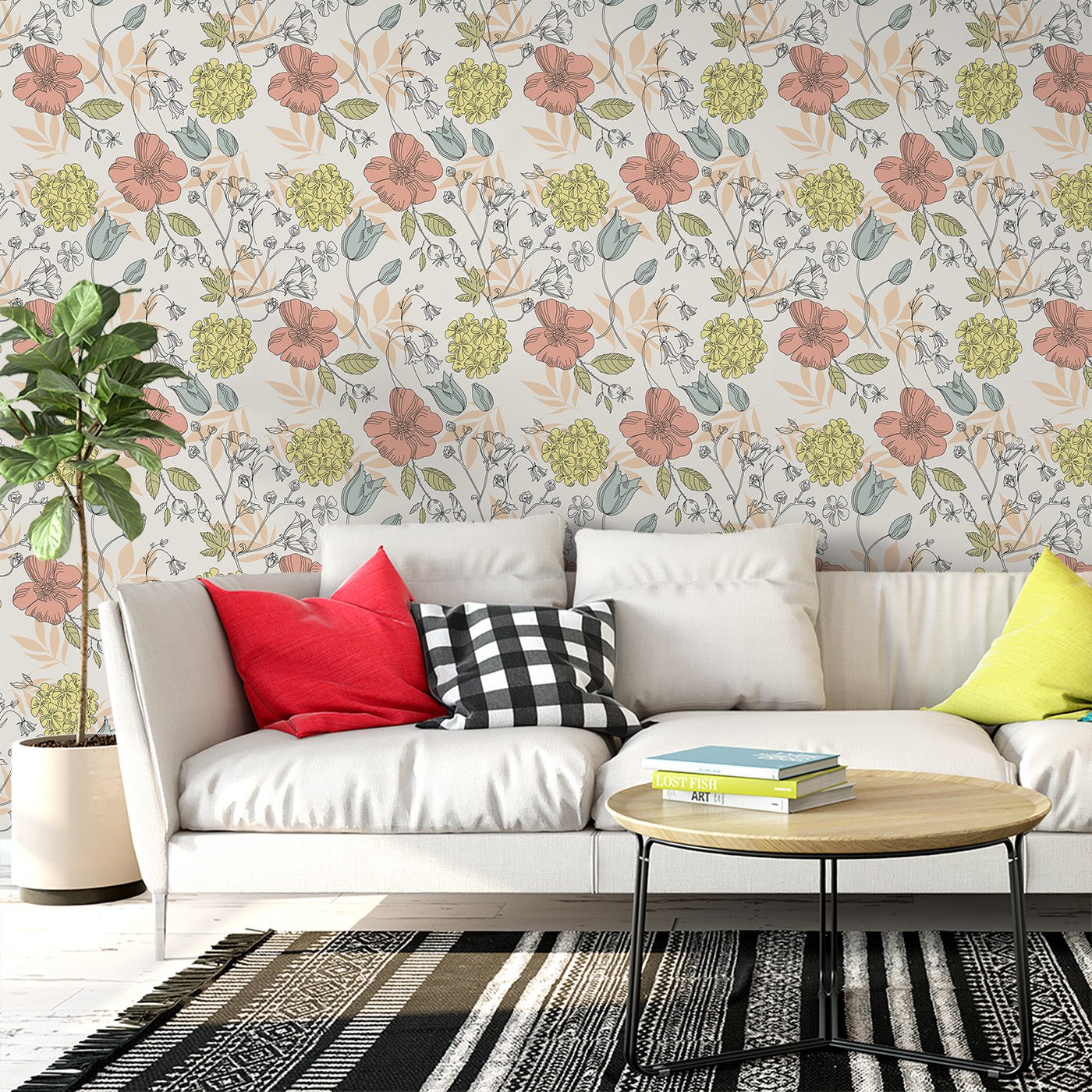 Floral & Leaves Wallpaper WAL1705-F