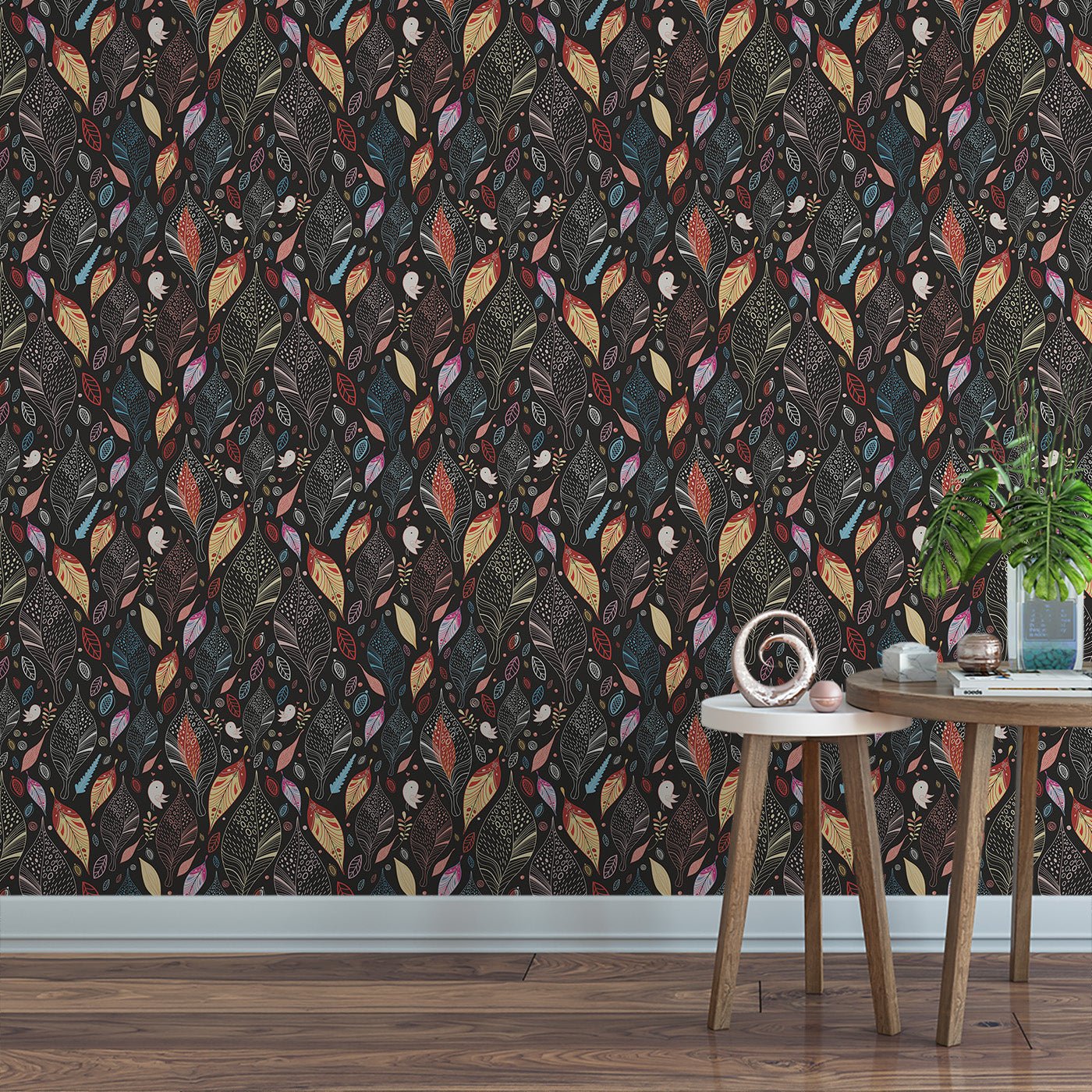 Floral & Leaves Wallpaper WAL1707-F