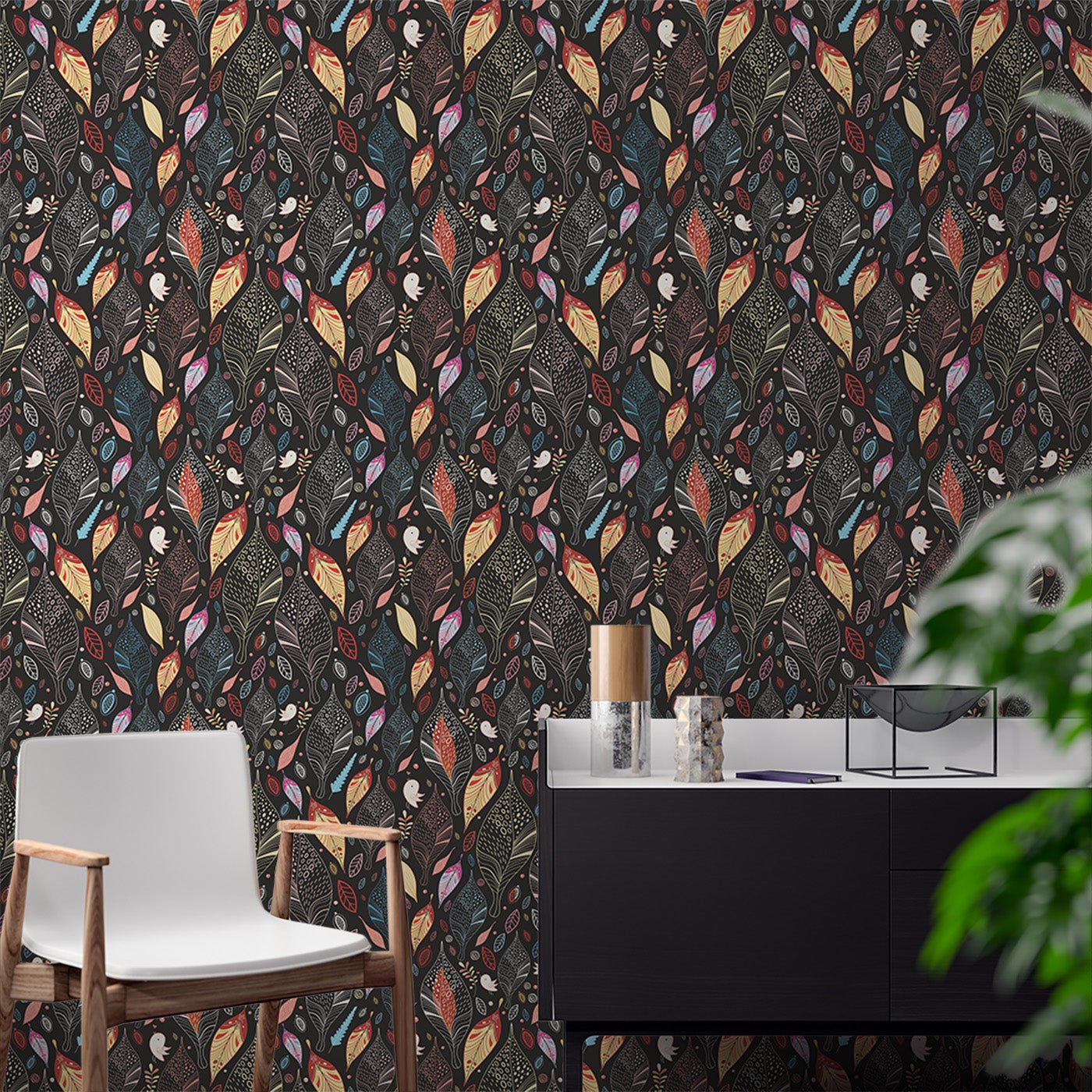 Floral & Leaves Wallpaper WAL1707-F