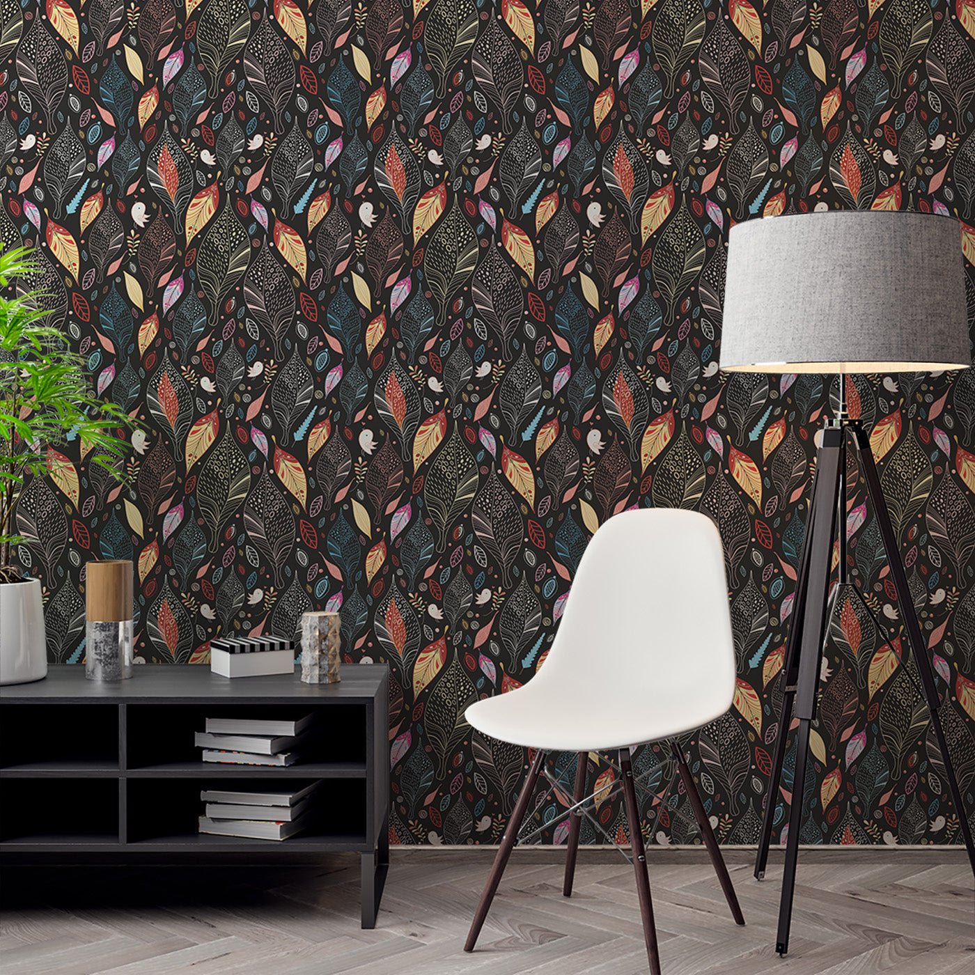 Floral & Leaves Wallpaper WAL1707-F