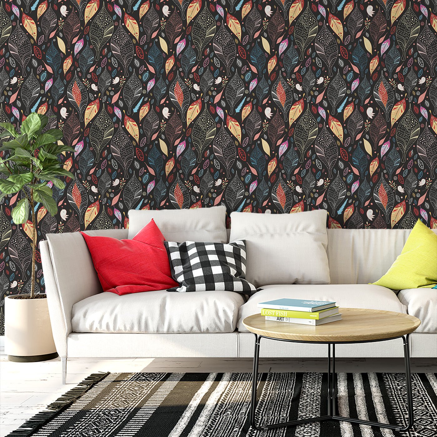 Floral & Leaves Wallpaper WAL1707-F