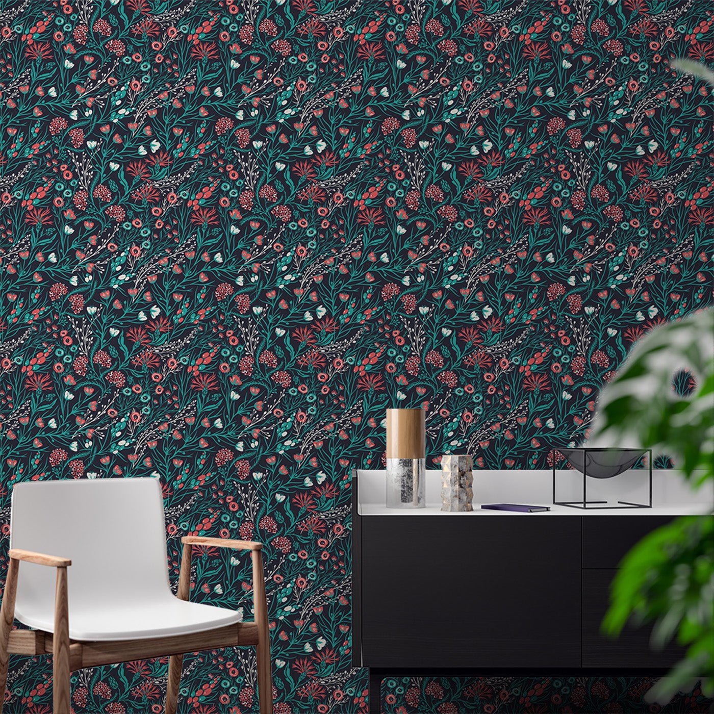 Floral & Leaves Wallpaper WAL1715-F