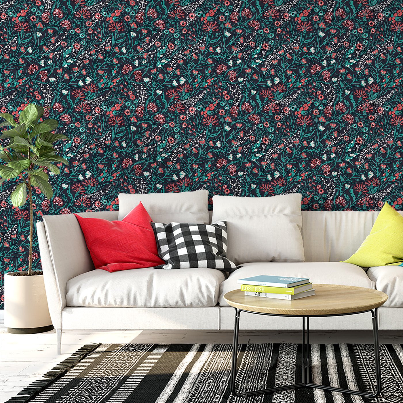 Floral & Leaves Wallpaper WAL1715-F