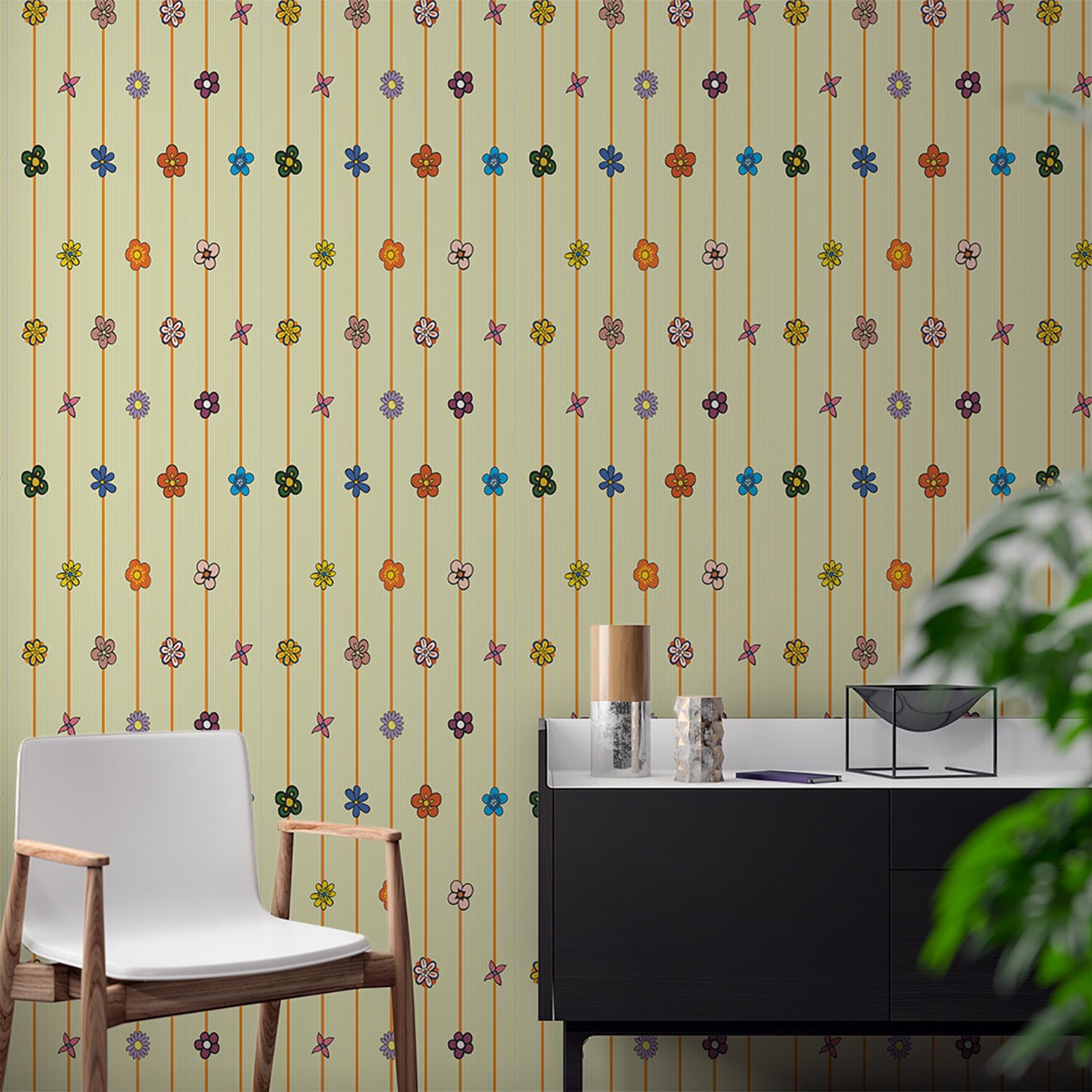 Floral & Leaves Wallpaper WAL1716-F