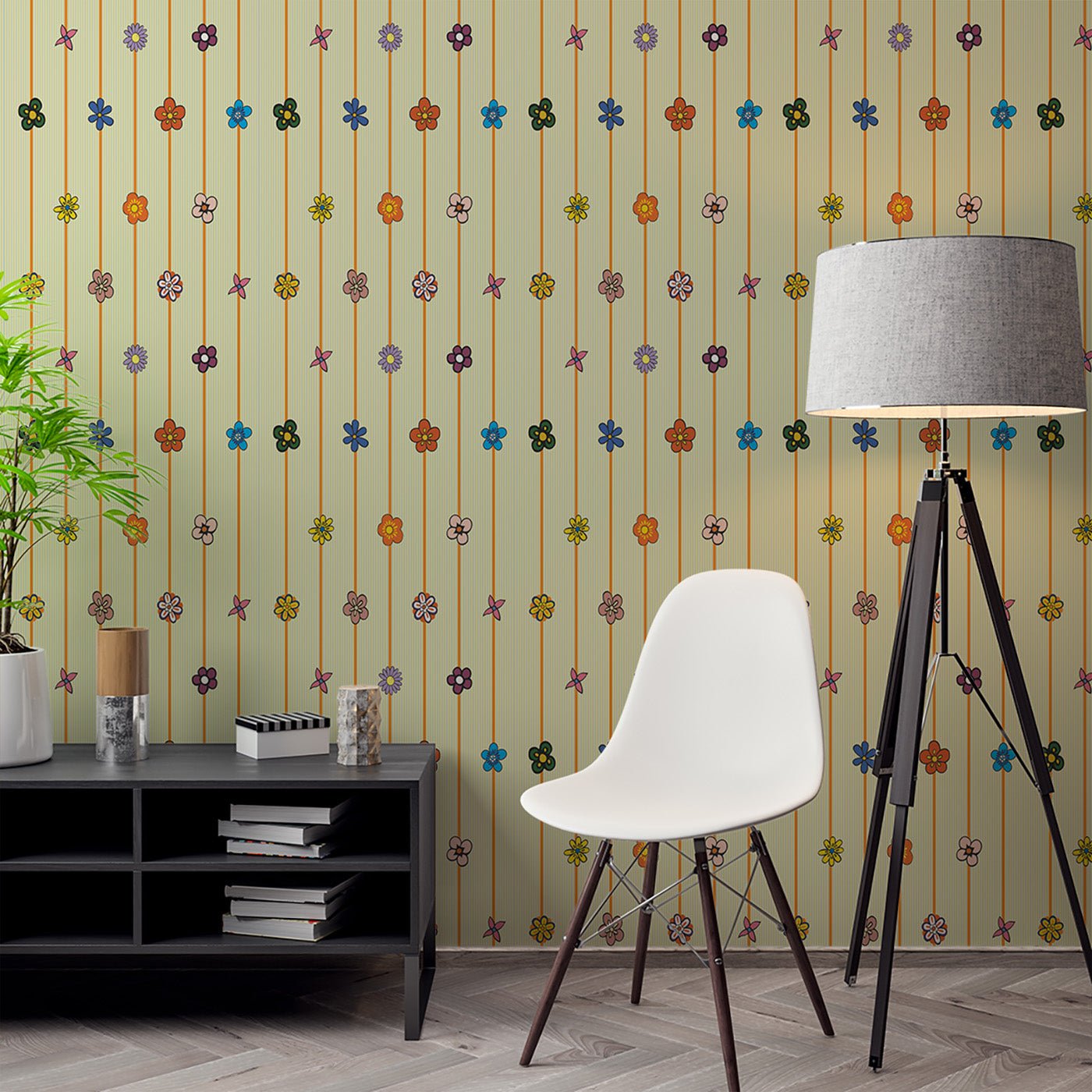 Floral & Leaves Wallpaper WAL1716-F