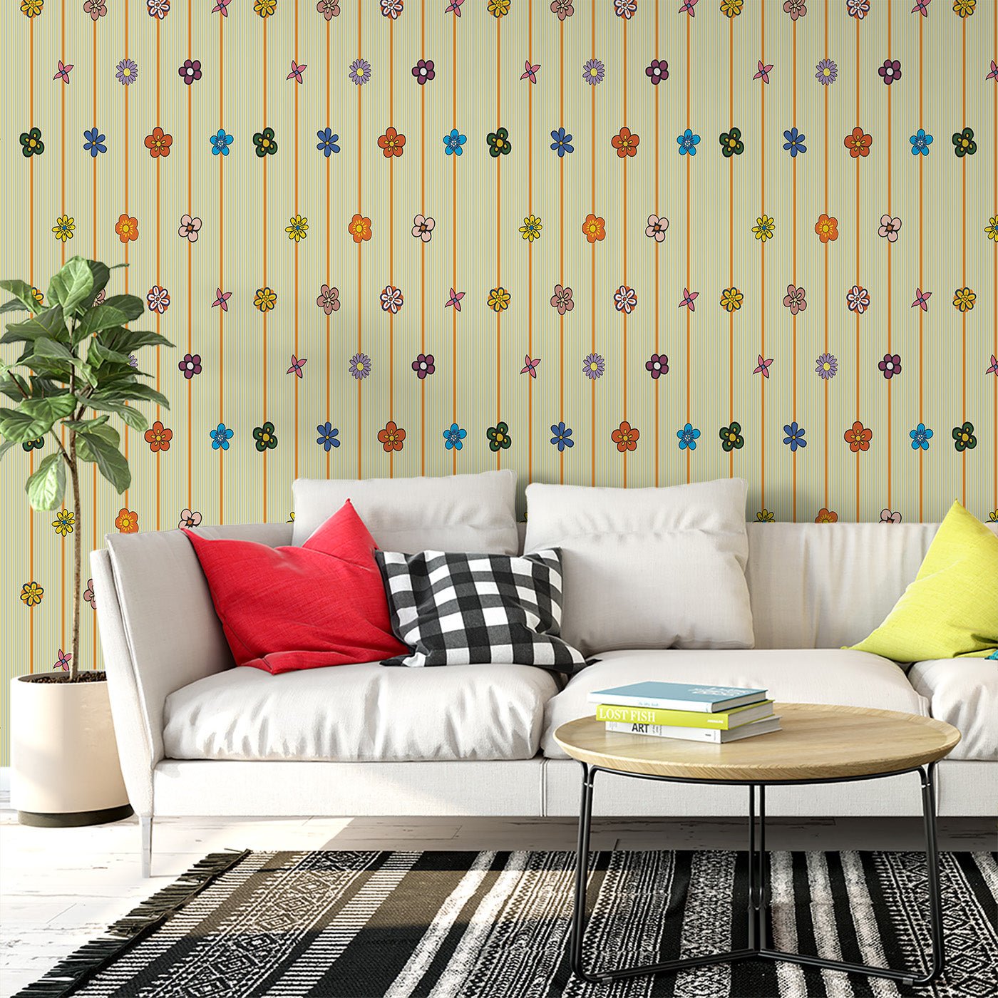 Floral & Leaves Wallpaper WAL1716-F