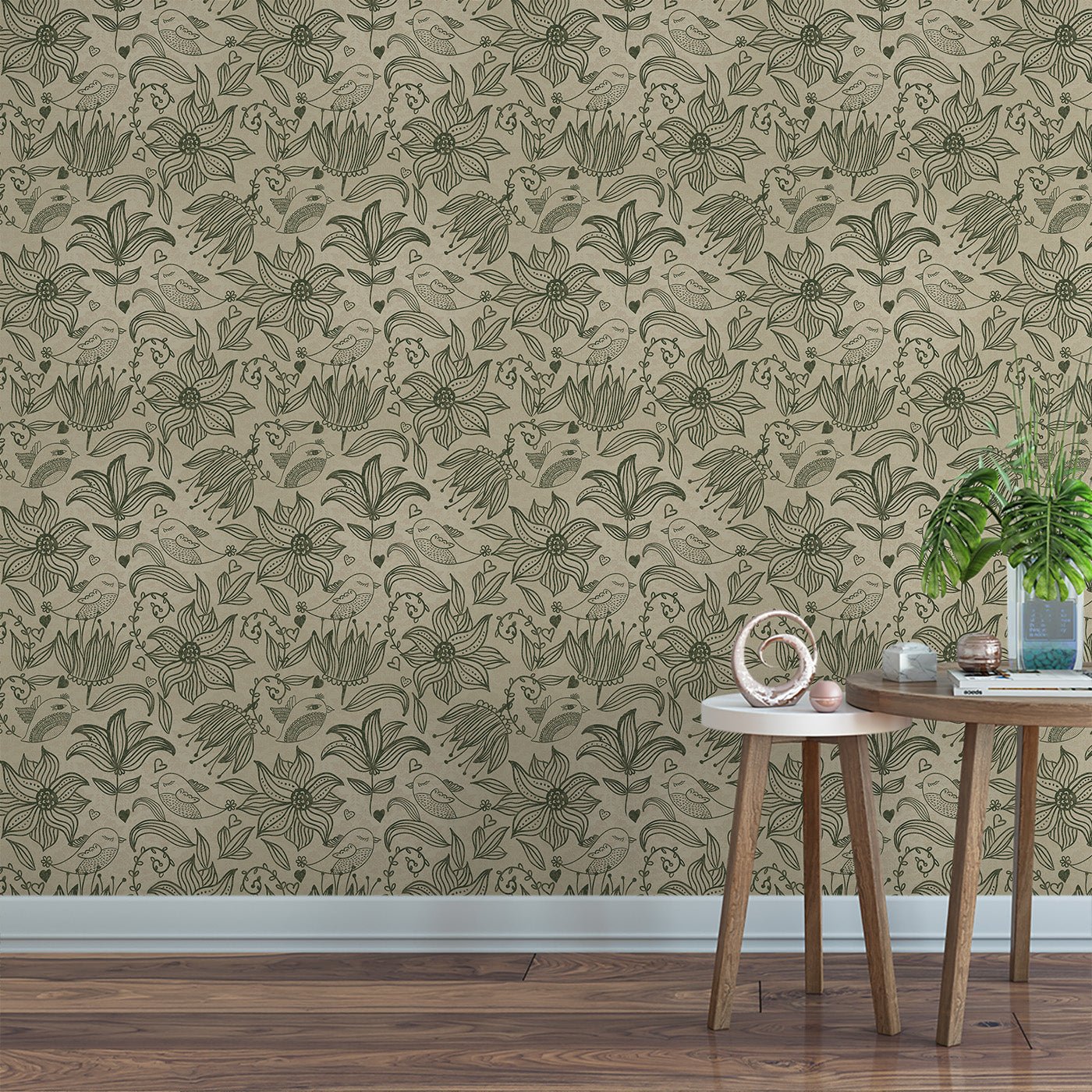 Floral & Leaves Wallpaper WAL1724-F