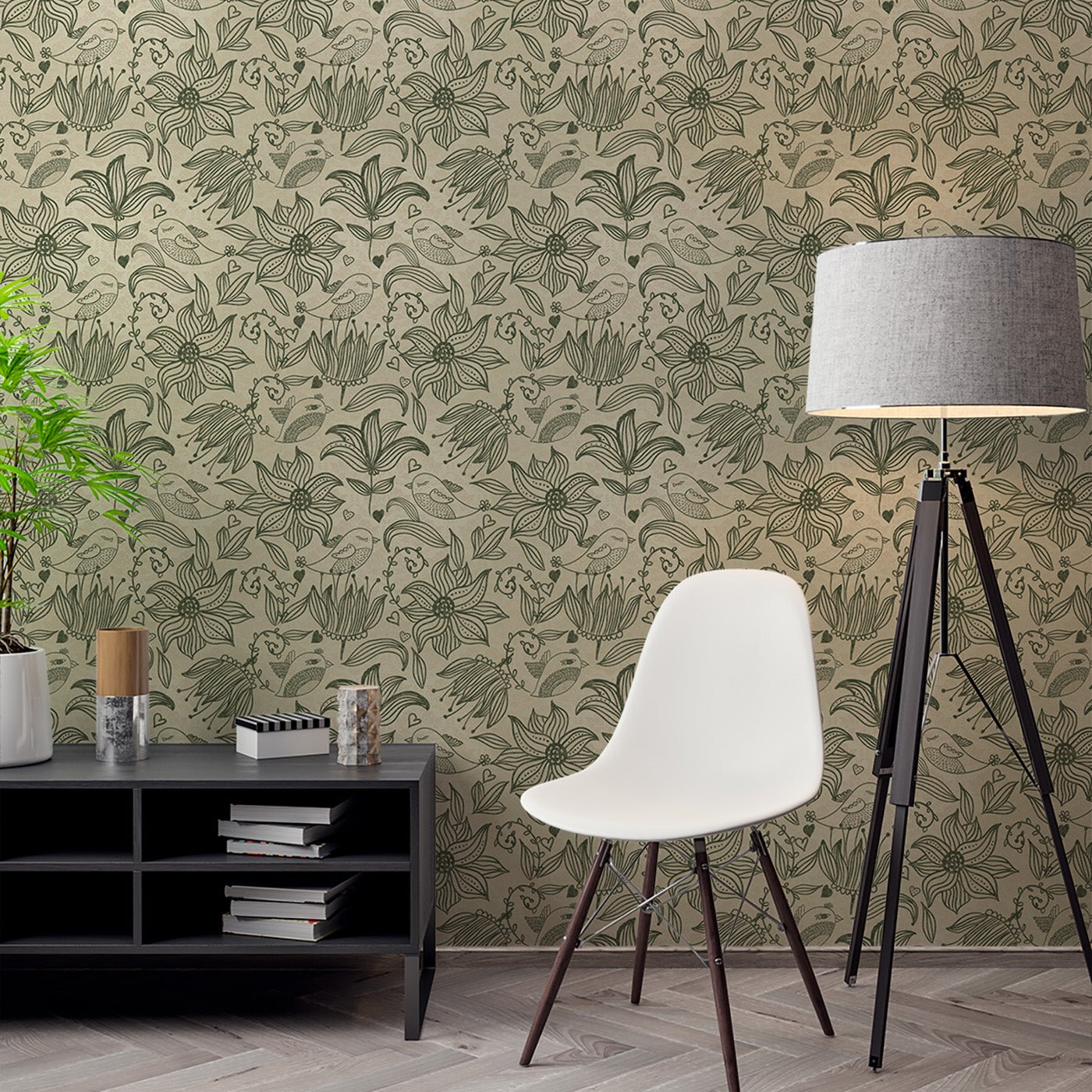 Floral & Leaves Wallpaper WAL1724-F