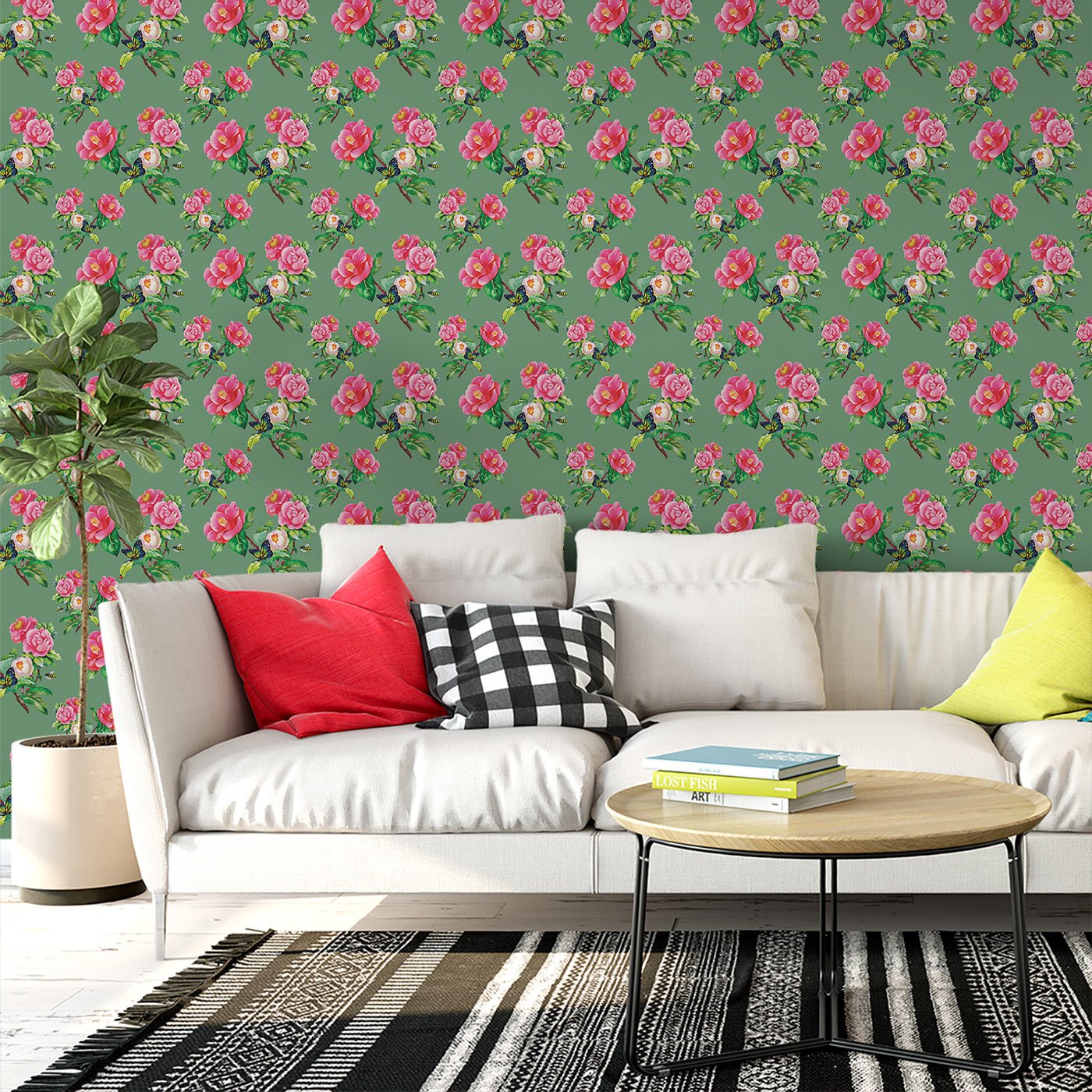 Floral & Leaves Wallpaper WAL1726-F