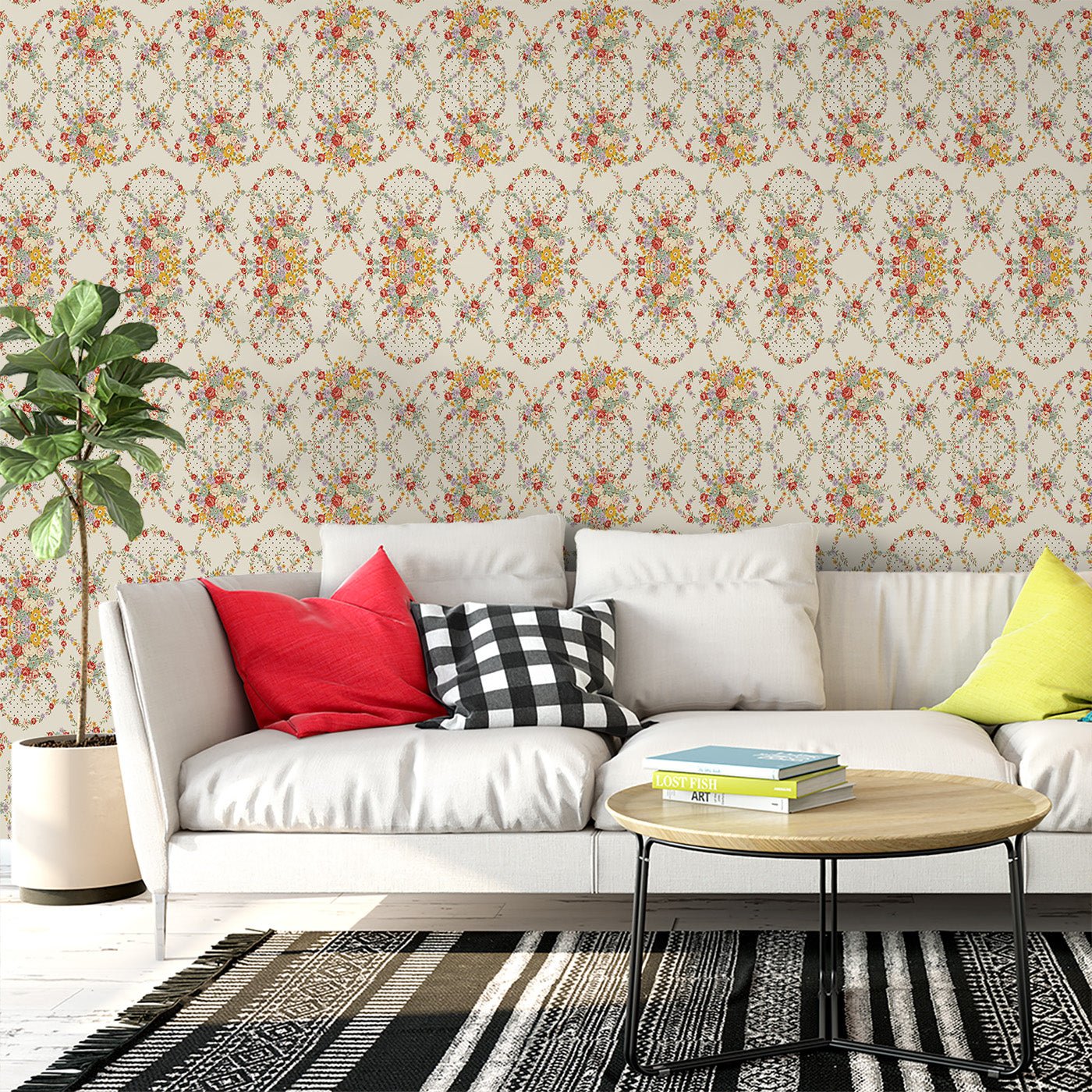 Floral & Leaves Wallpaper WAL1733-F