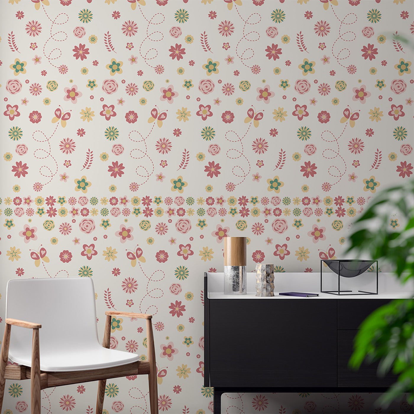 Floral & Leaves Wallpaper WAL1738-F