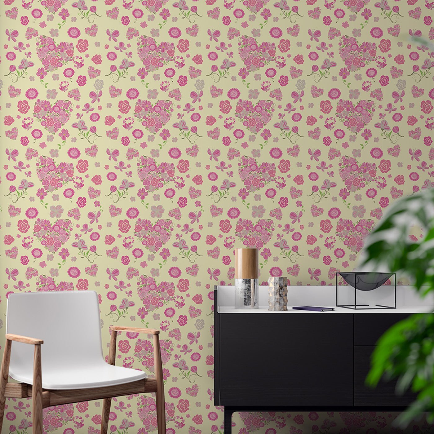 Floral & Leaves Wallpaper WAL1746-F