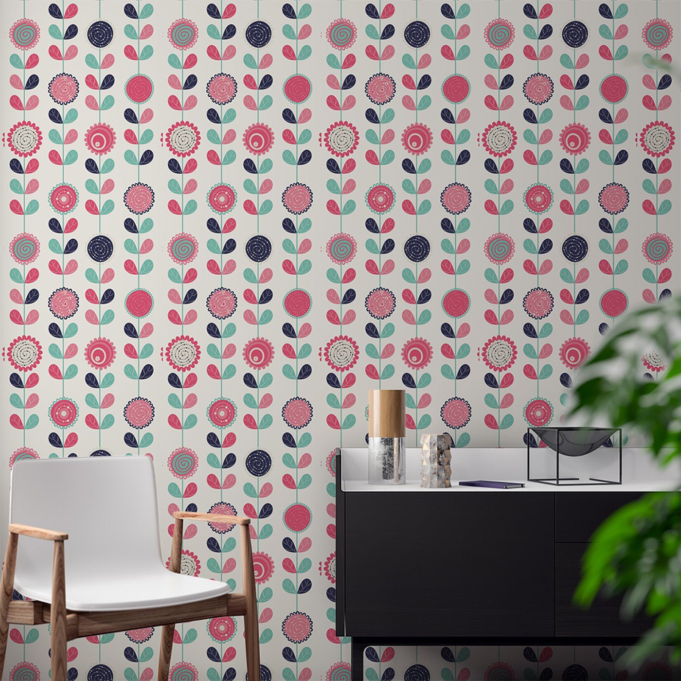 Floral & Leaves Wallpaper WAL1748-F