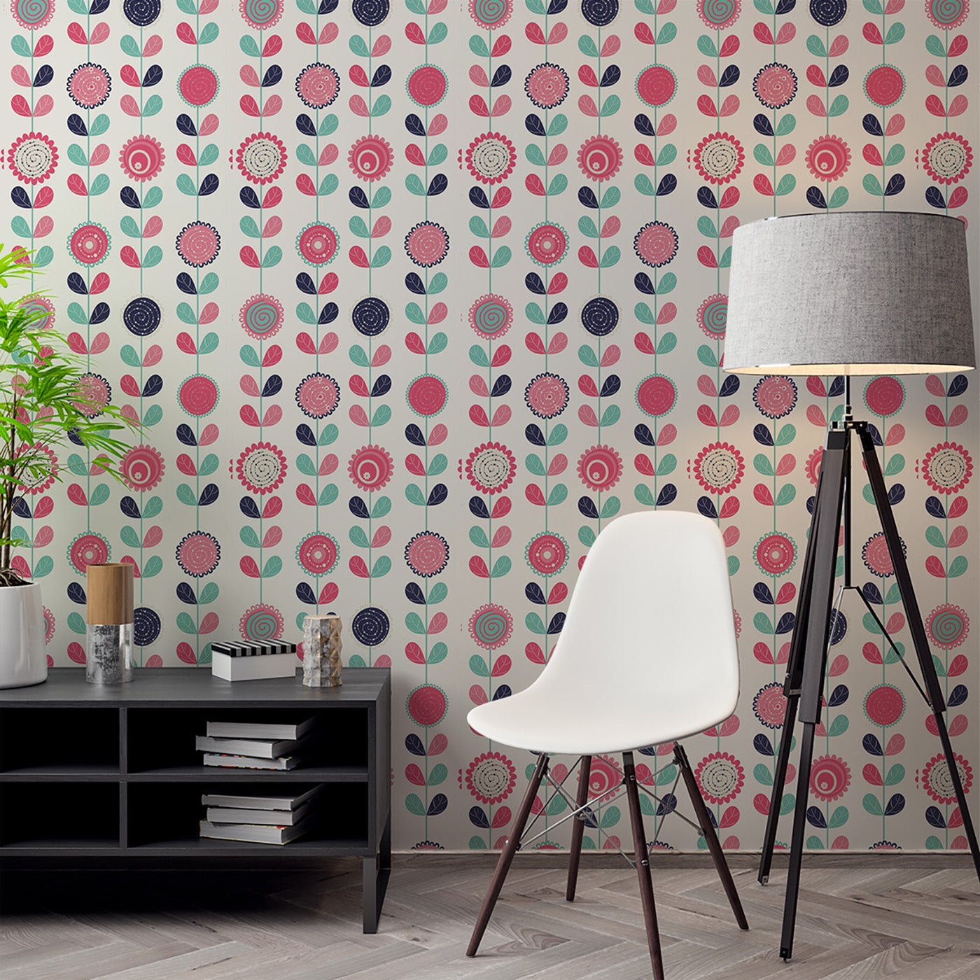 Floral & Leaves Wallpaper WAL1748-F