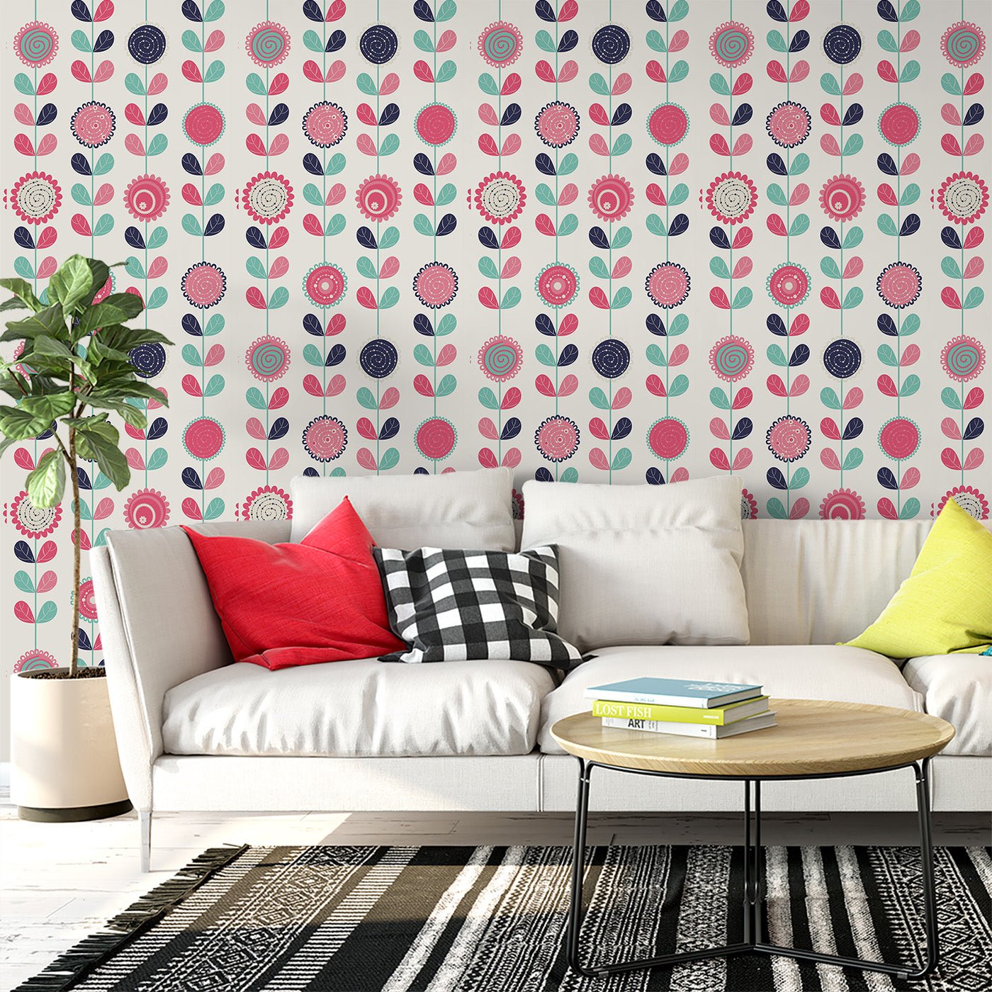 Floral & Leaves Wallpaper WAL1748-F