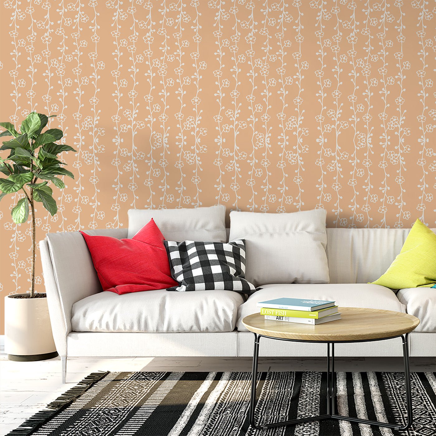 Floral & Leaves Wallpaper WAL1750-F