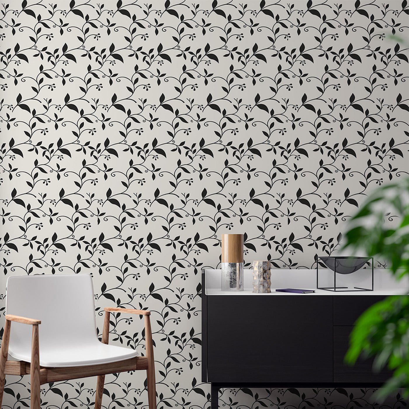 Floral & Leaves Wallpaper WAL1762-F