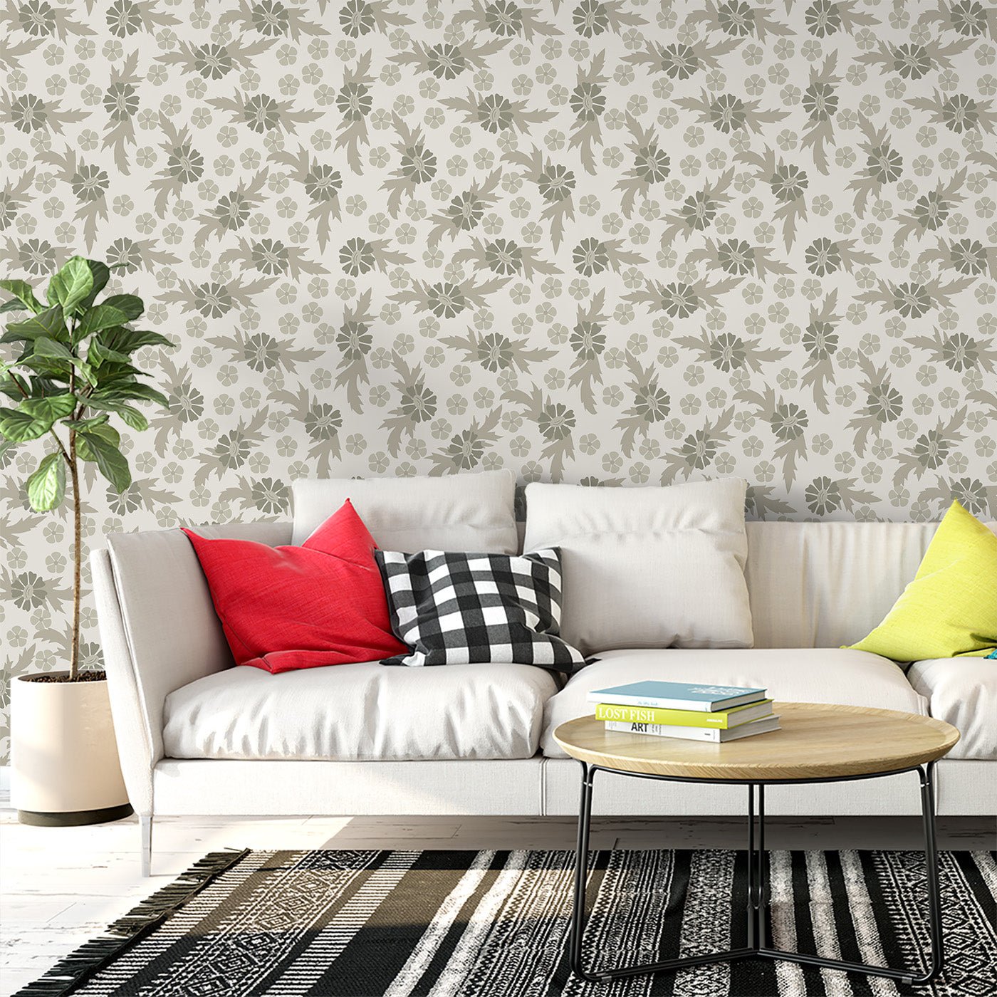 Floral & Leaves Wallpaper WAL1764-F