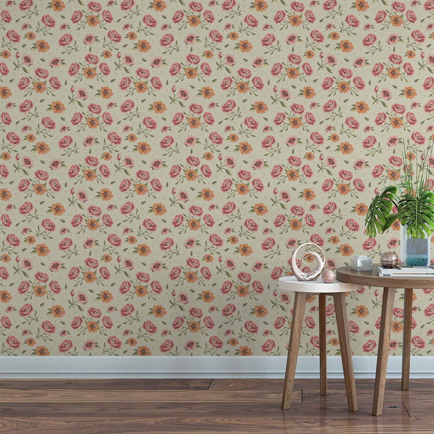 Floral & Leaves Wallpaper WAL1766-F