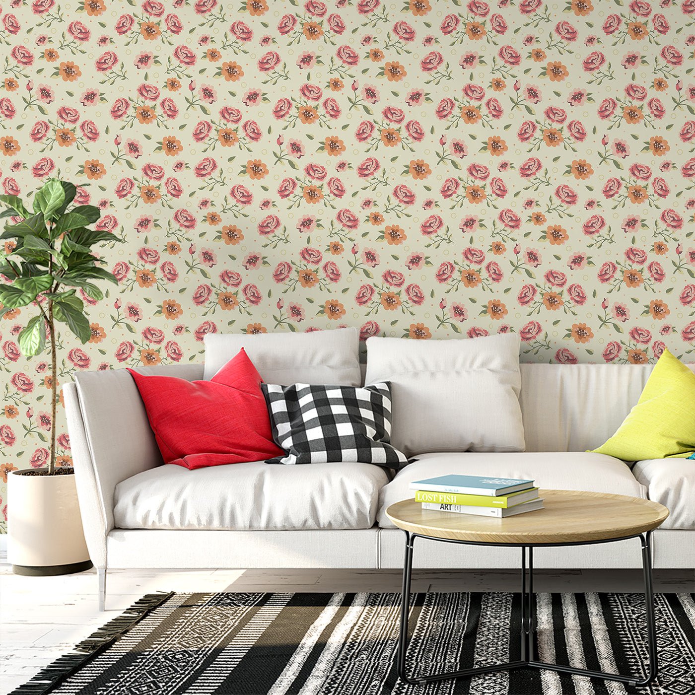 Floral & Leaves Wallpaper WAL1766-F