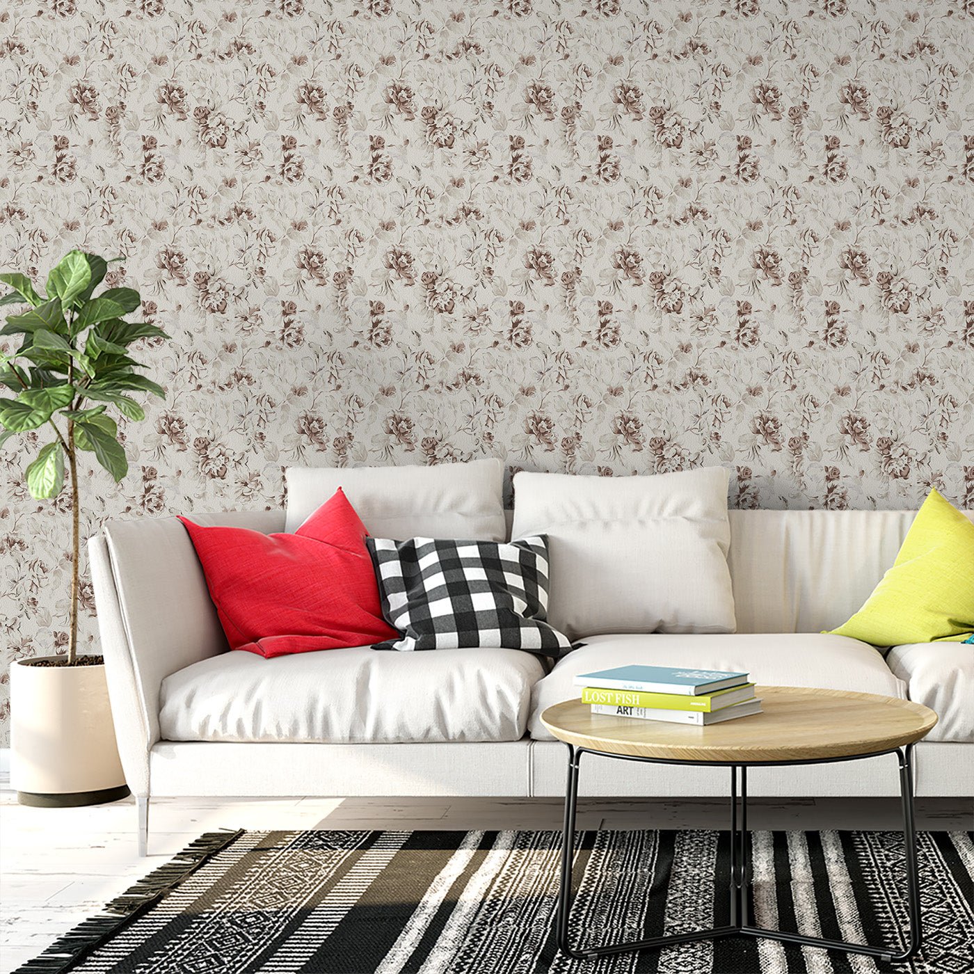 Floral & Leaves Wallpaper WAL1767-F