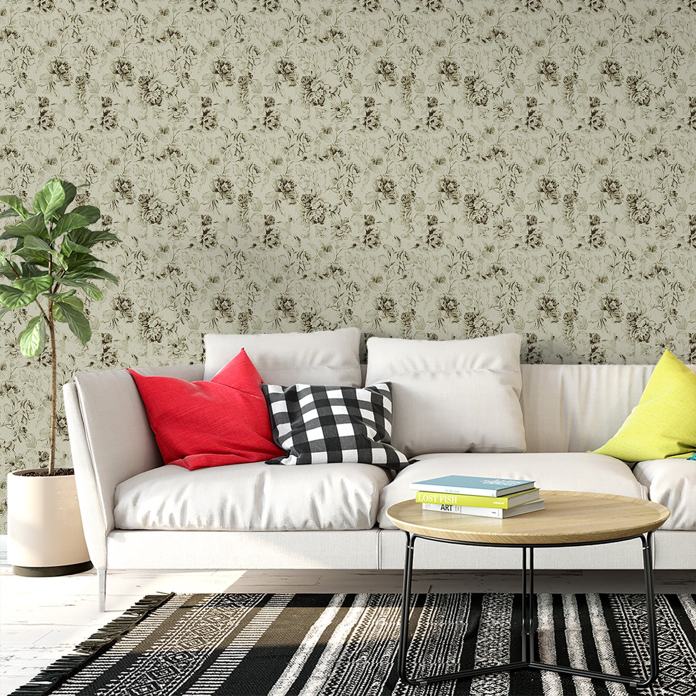 Floral & Leaves Wallpaper WAL1768-F