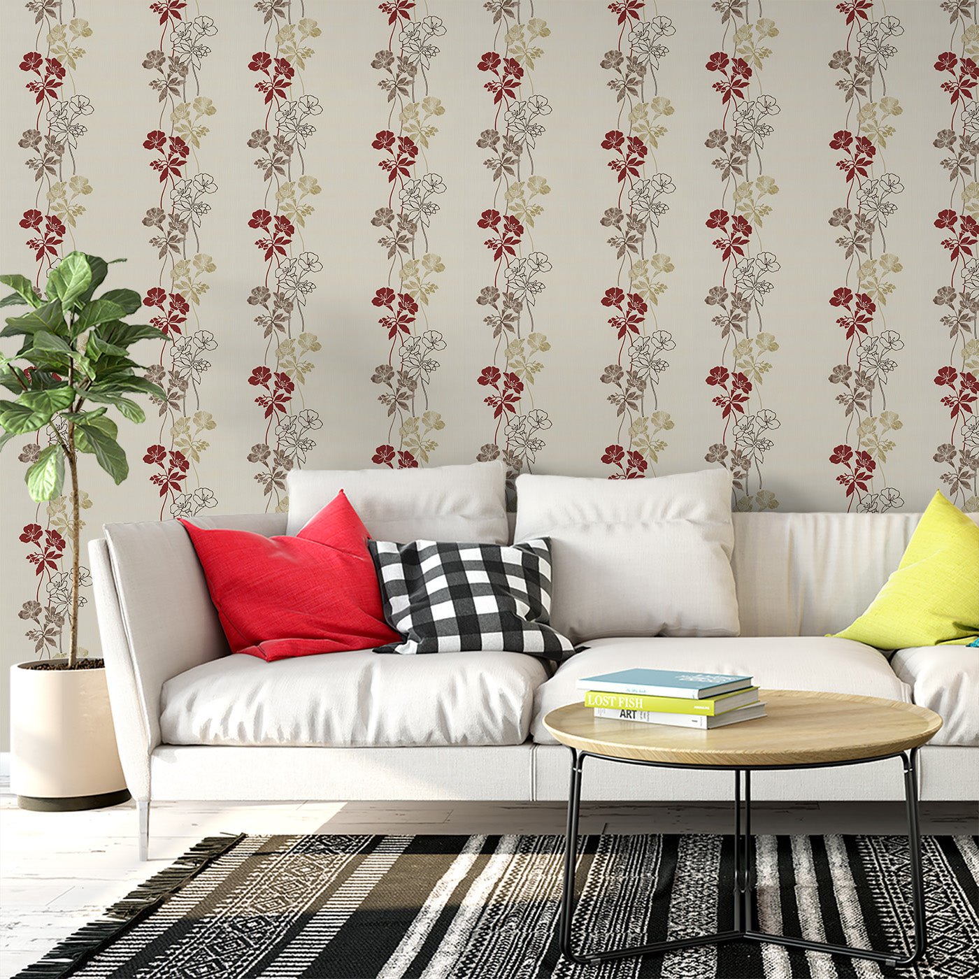 Floral & Leaves Wallpaper WAL1775-F