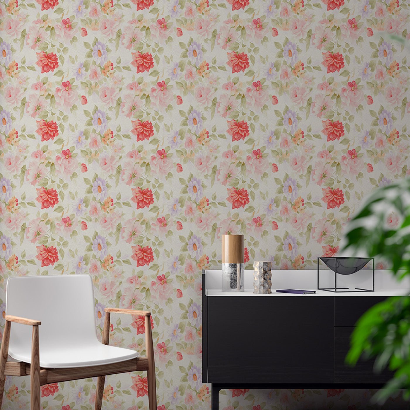 Floral & Leaves Wallpaper WAL1777-F