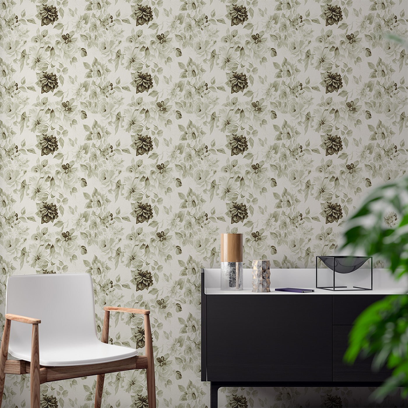 Floral & Leaves Wallpaper WAL1778-F