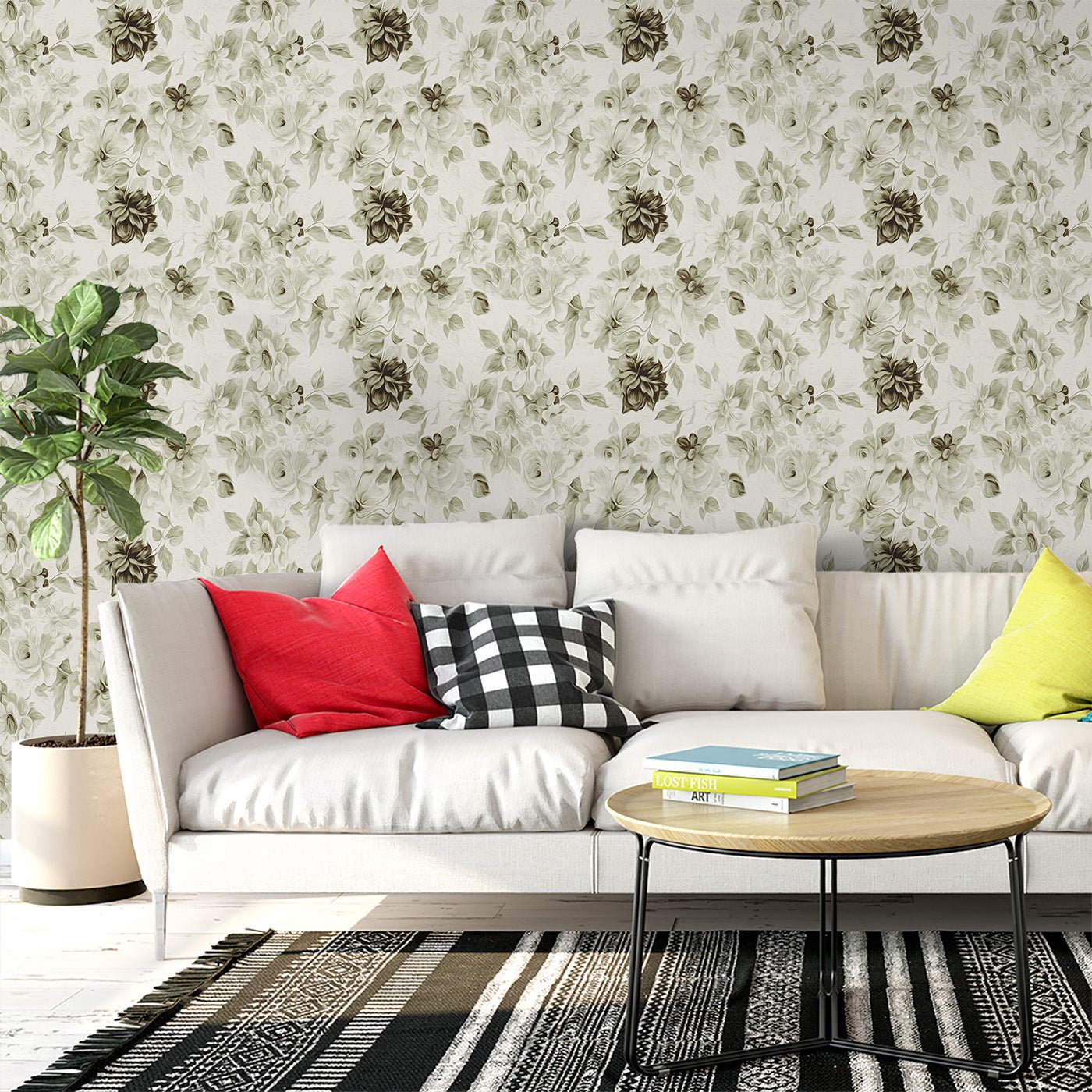 Floral & Leaves Wallpaper WAL1778-F