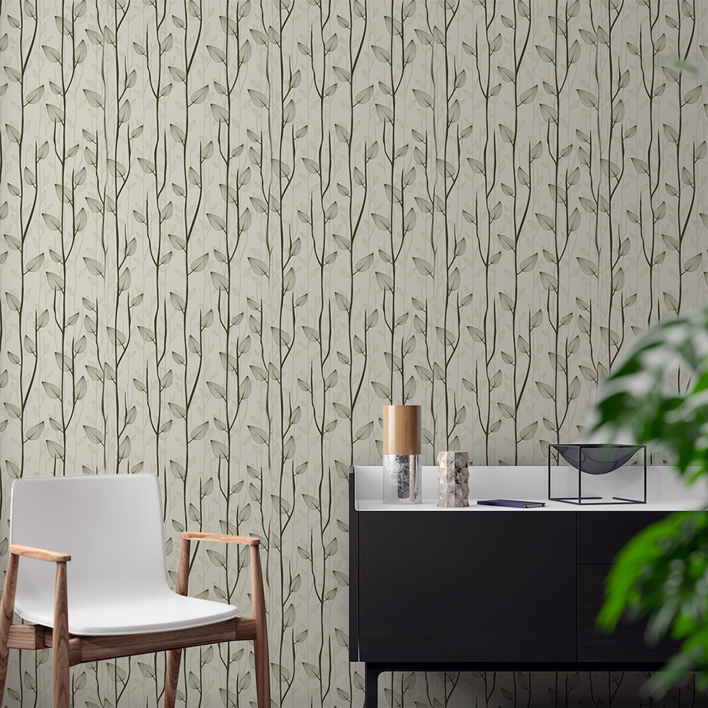 Floral & Leaves Wallpaper WAL1782-F