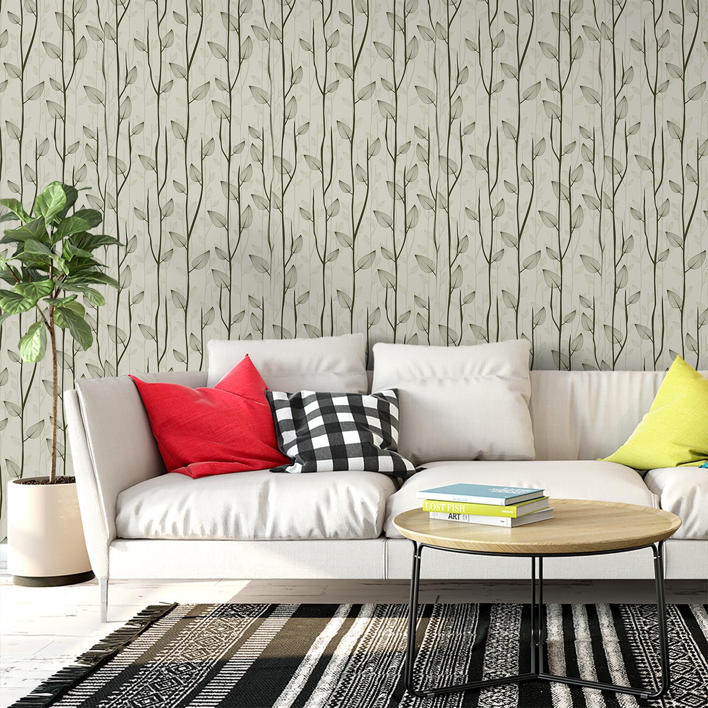 Floral & Leaves Wallpaper WAL1782-F