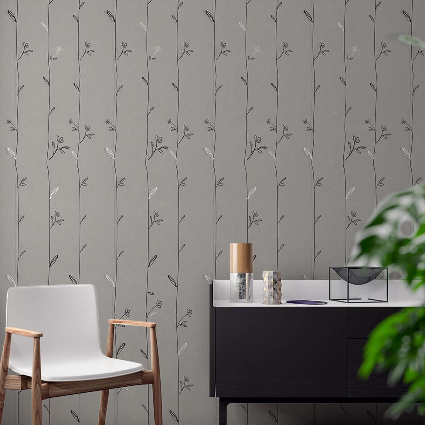 Floral & Leaves Wallpaper WAL1784-F