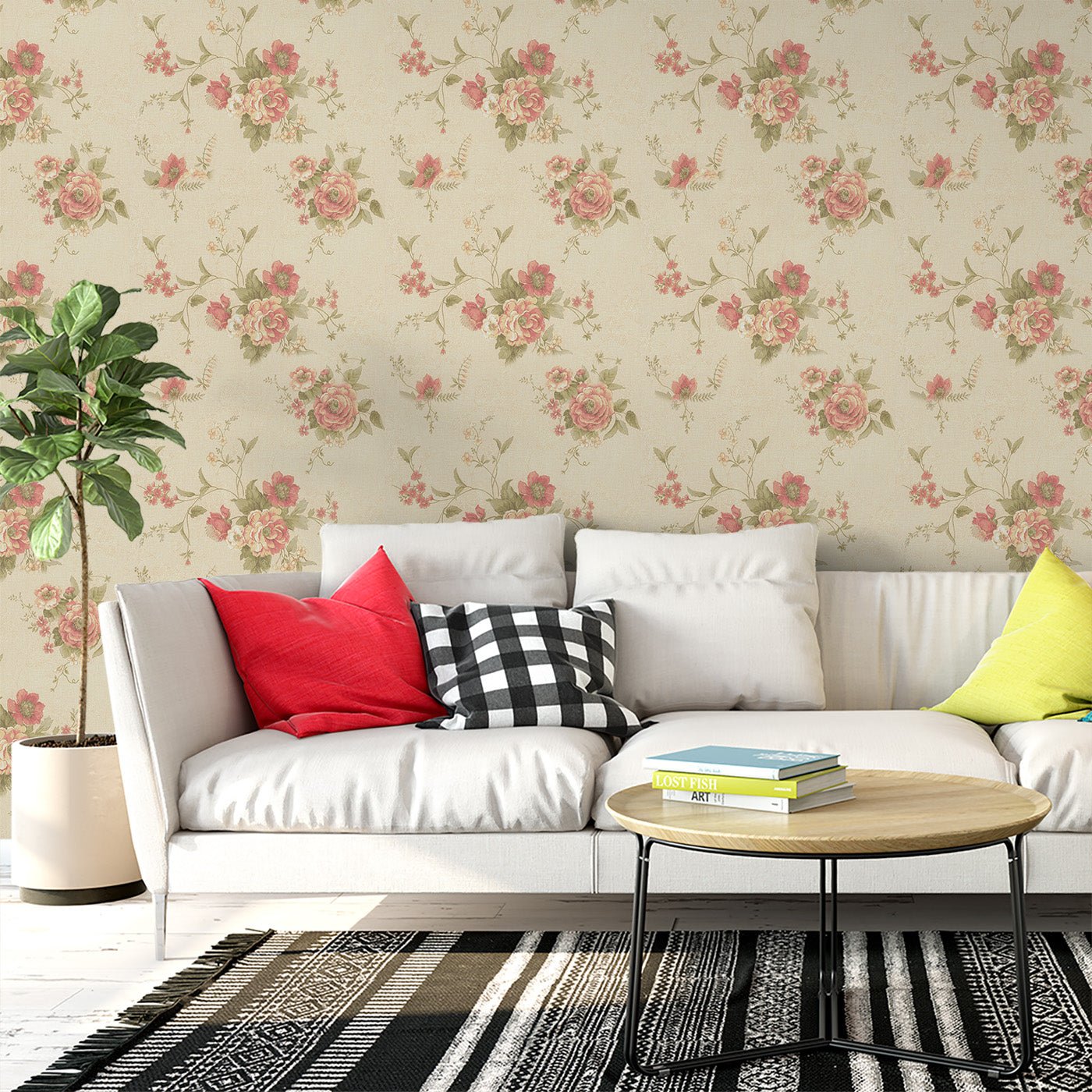 Floral & Leaves Wallpaper WAL1786-F