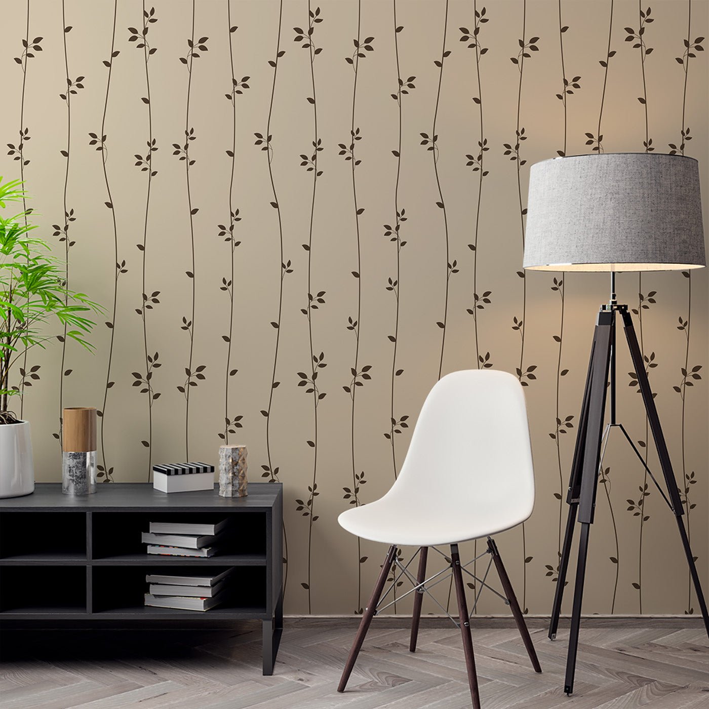 Floral & Leaves Wallpaper WAL1788-F