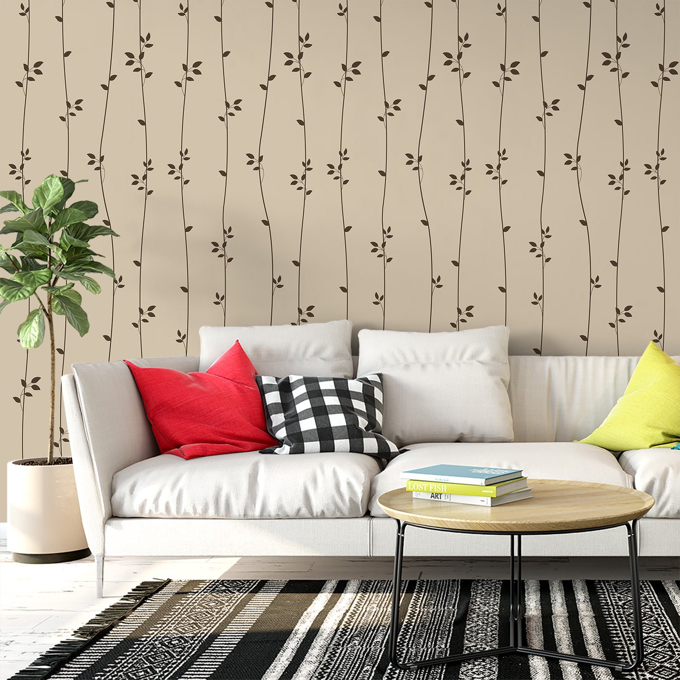 Floral & Leaves Wallpaper WAL1788-F