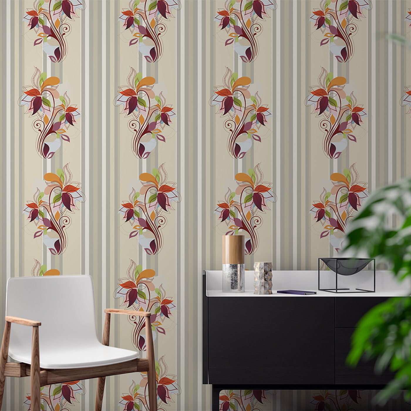 Floral & Leaves Wallpaper WAL1790-F