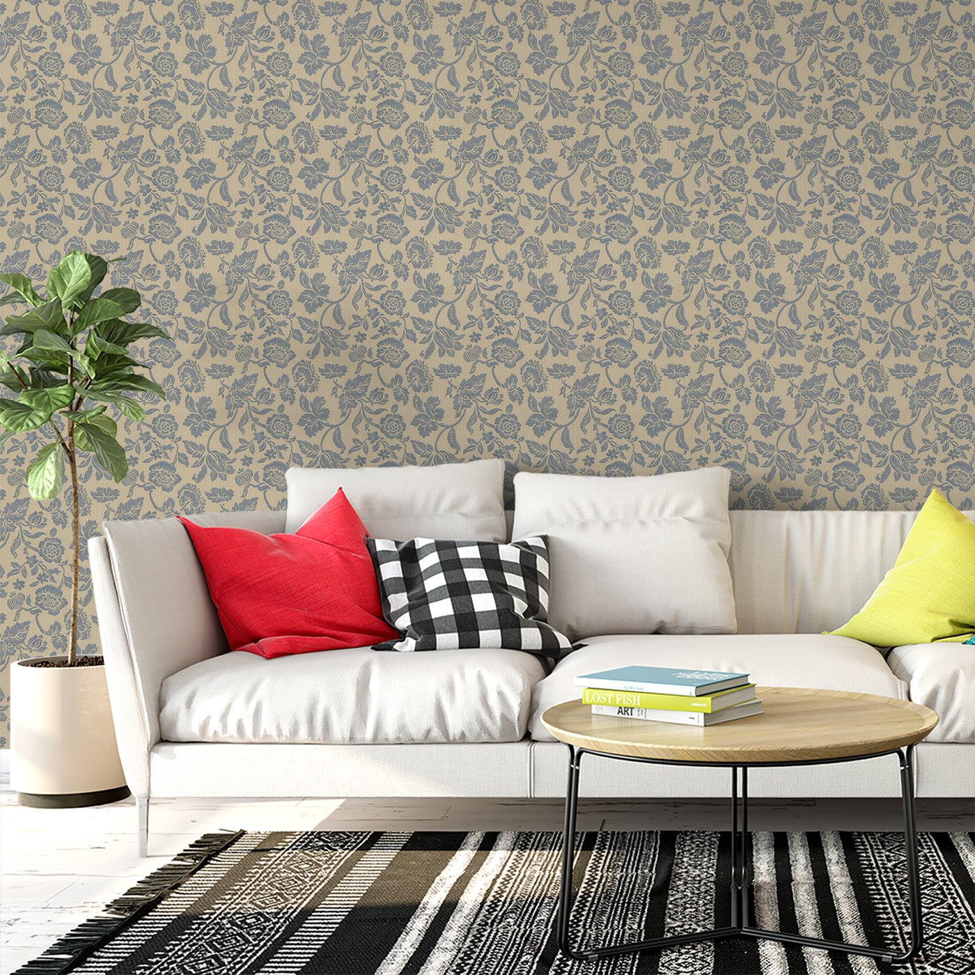 Floral & Leaves Wallpaper WAL1793-F