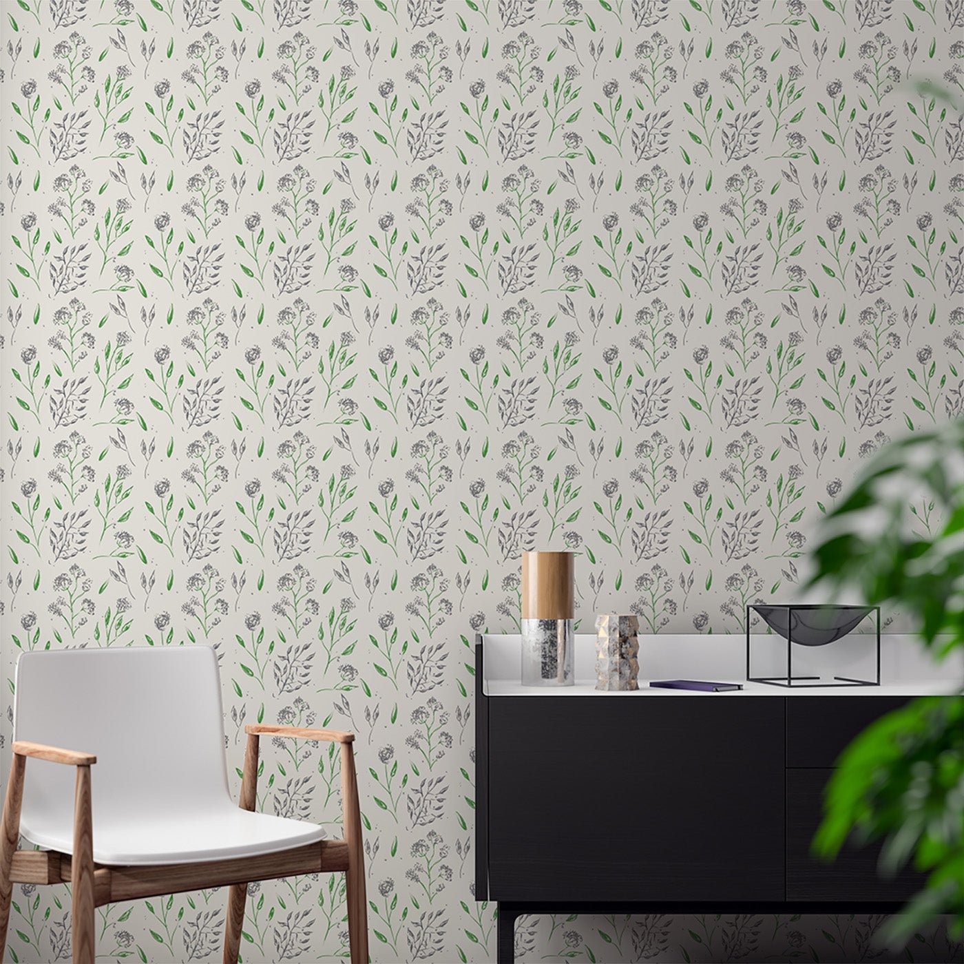 Floral & Leaves Wallpaper WAL1794-F