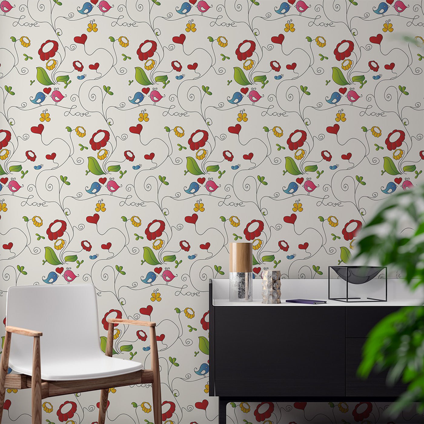 Floral & Leaves Wallpaper WAL1795-F