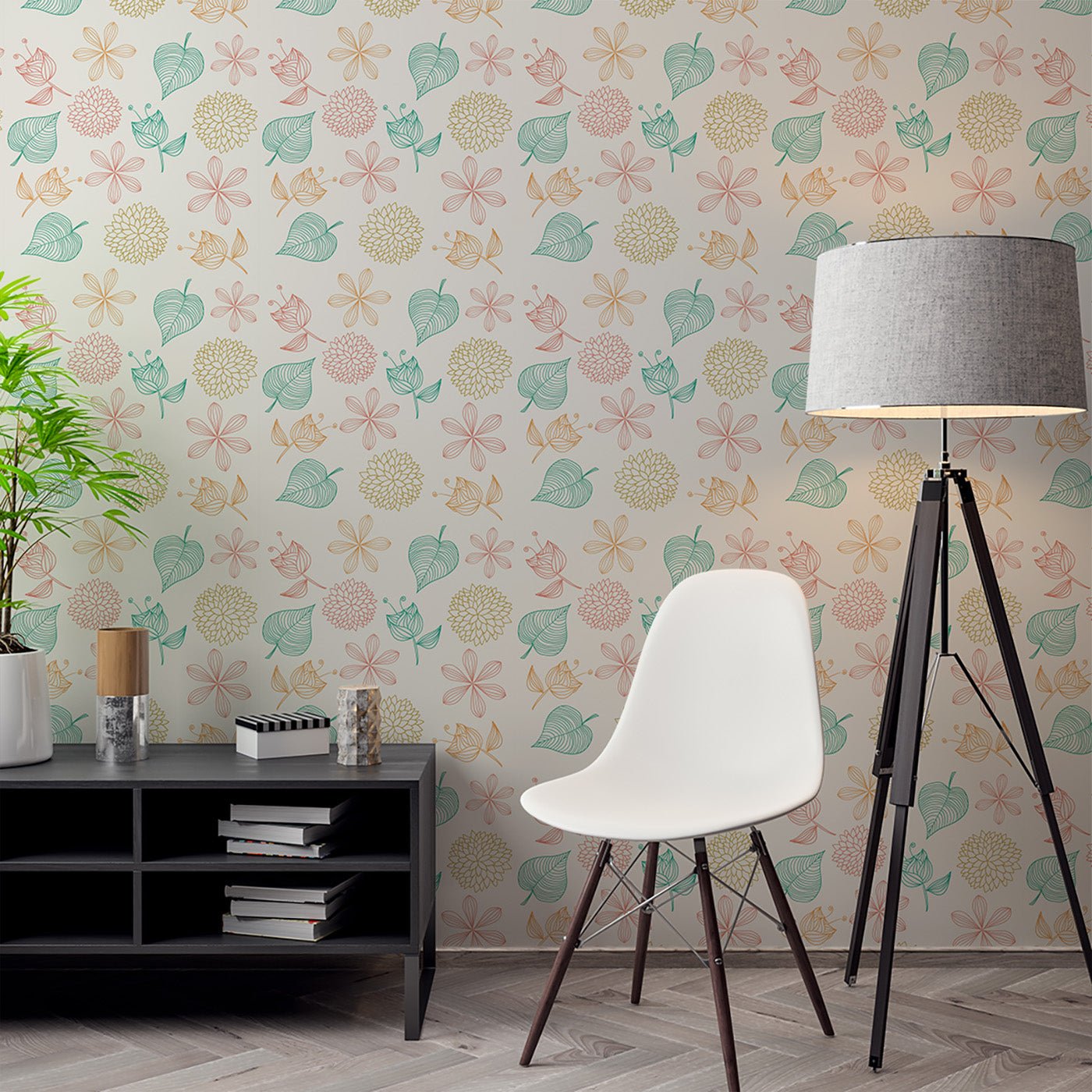 Floral & Leaves Wallpaper WAL1796-F